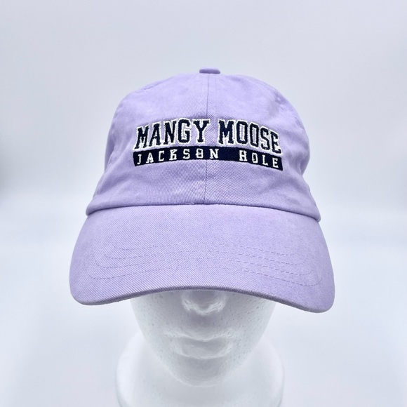Vintage Mangy Moose Jackson Hole WY Lilac StrapBack Hat Cap Adult OSFM - Picture 3 of 11